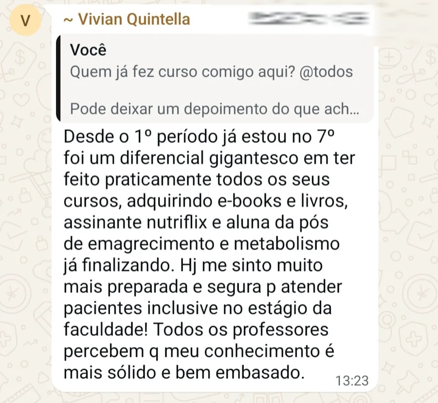 Depoimento de aluna do 7º período